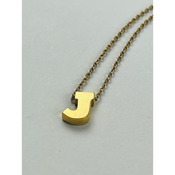 Vintage Trifari Initial J Necklace Gold Tone Letter Pendant Chain 16" Jewelry Na - Picture 5 of 16